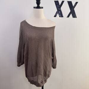 Express Taupe Open Knit Oversized Sweater Top Indie Soft Girl Grunge M